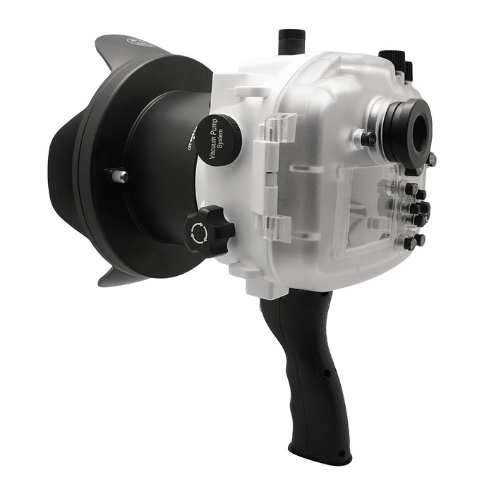 Sony A7 II NG V.2 Series 40M/130FT Underwater camera housing with 6" Dome port & pistol grip (Including Standard port) White