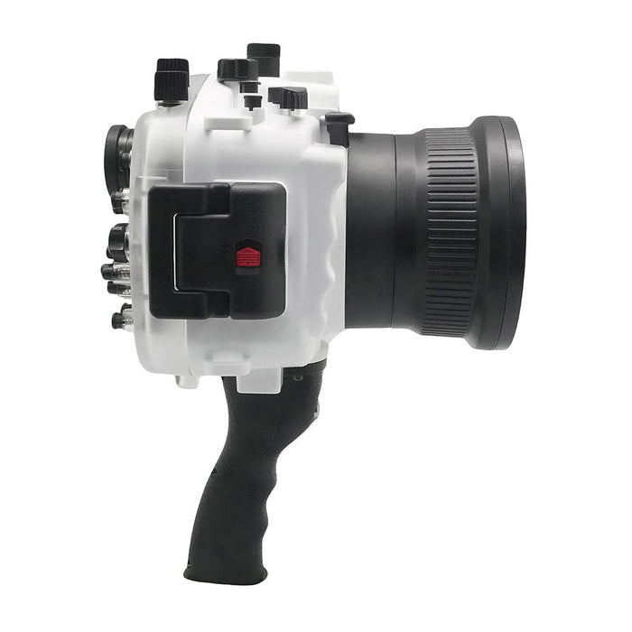 Sony A9 V.3 Series 40M/130FT Underwater camera housing with pistol grip (Standard port) Zoom ring for FE16-35 F4 ZA OSS included. White