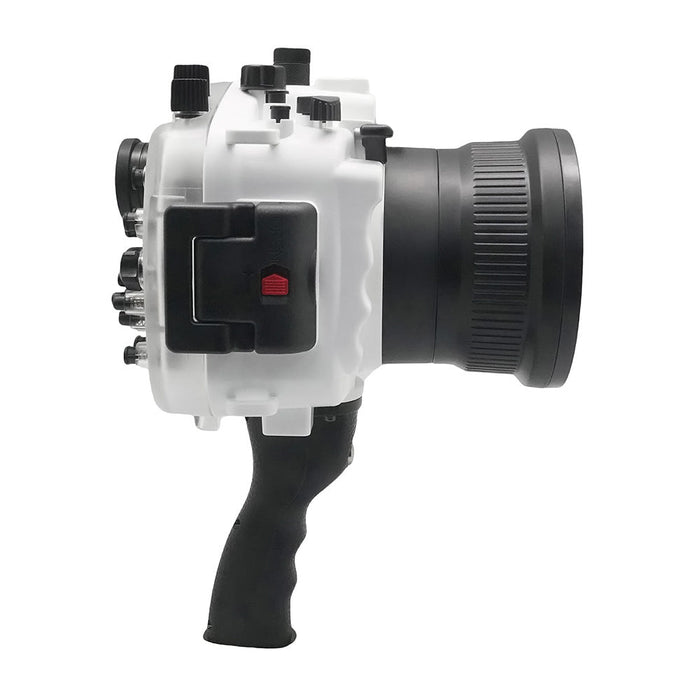 Sony A9 V.3 Series UW camera housing with 6" Dome port & pistol grip (Including Standard port) Zoom rings for FE12-24 F4 and FE16-35 F4 included. White - Surf