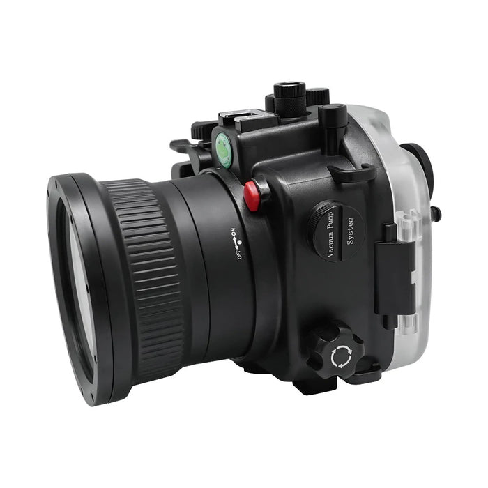 Sony A9 II 40M/130FT Underwater camera housing with Zoom ring for FE16-35 F4 ZA OSS included. Black