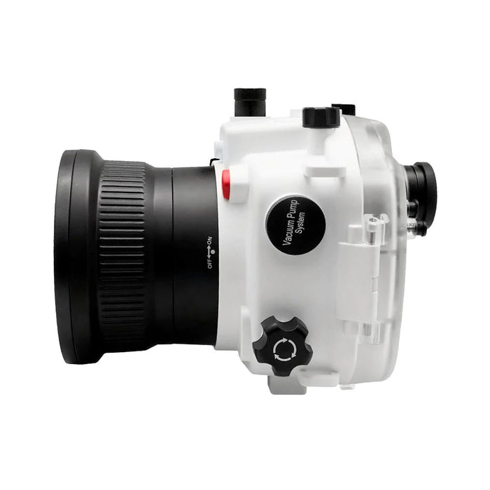 Sony A9 V.3 Series 40M/130FT Underwater camera housing with Zoom ring for FE16-35 F4 ZA OSS included. White